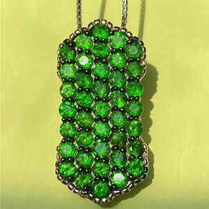 JTV ITALIAN DESIGNER CHROME DIOPSIDE STERLING SILVER PENDANT W/CHAIN NECKLACE